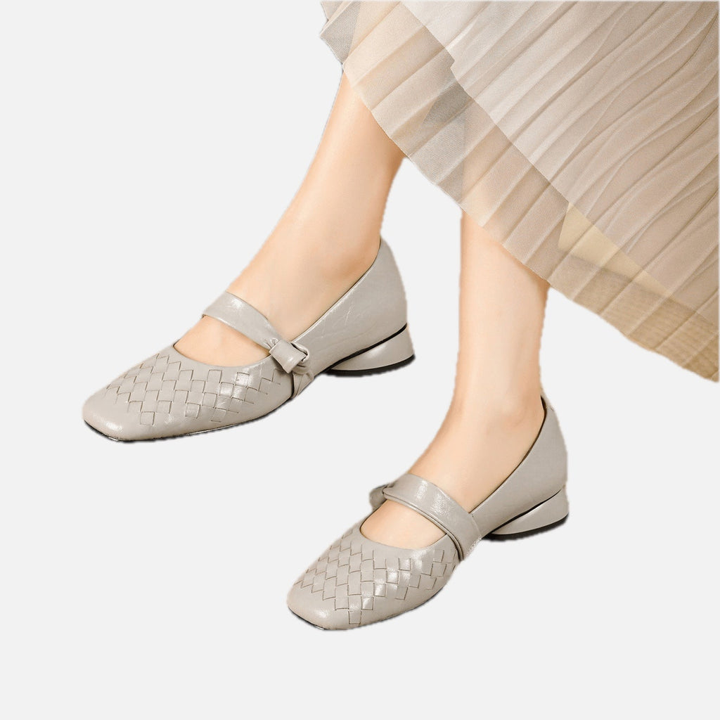 Women's Woven Mary Jane Flats with Bow Strap