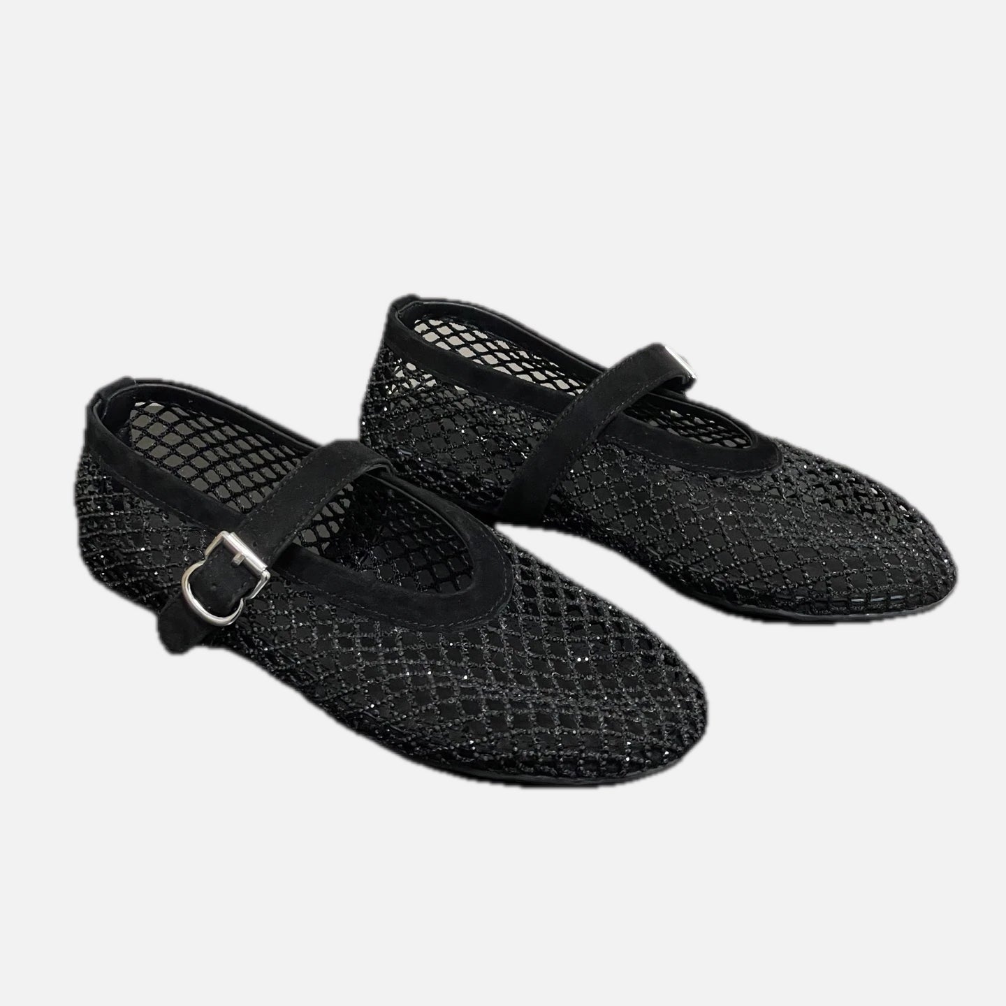 Women's Mesh Ballet Flats with Sparkling Embellishment - 1