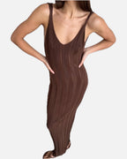 Women's Maxi Dress Sleeveless Open Back with V-Neck and Bodycon Silhouette - 1