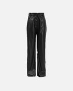 Women's Wide Leg Faux Leather Trousers with High Waist