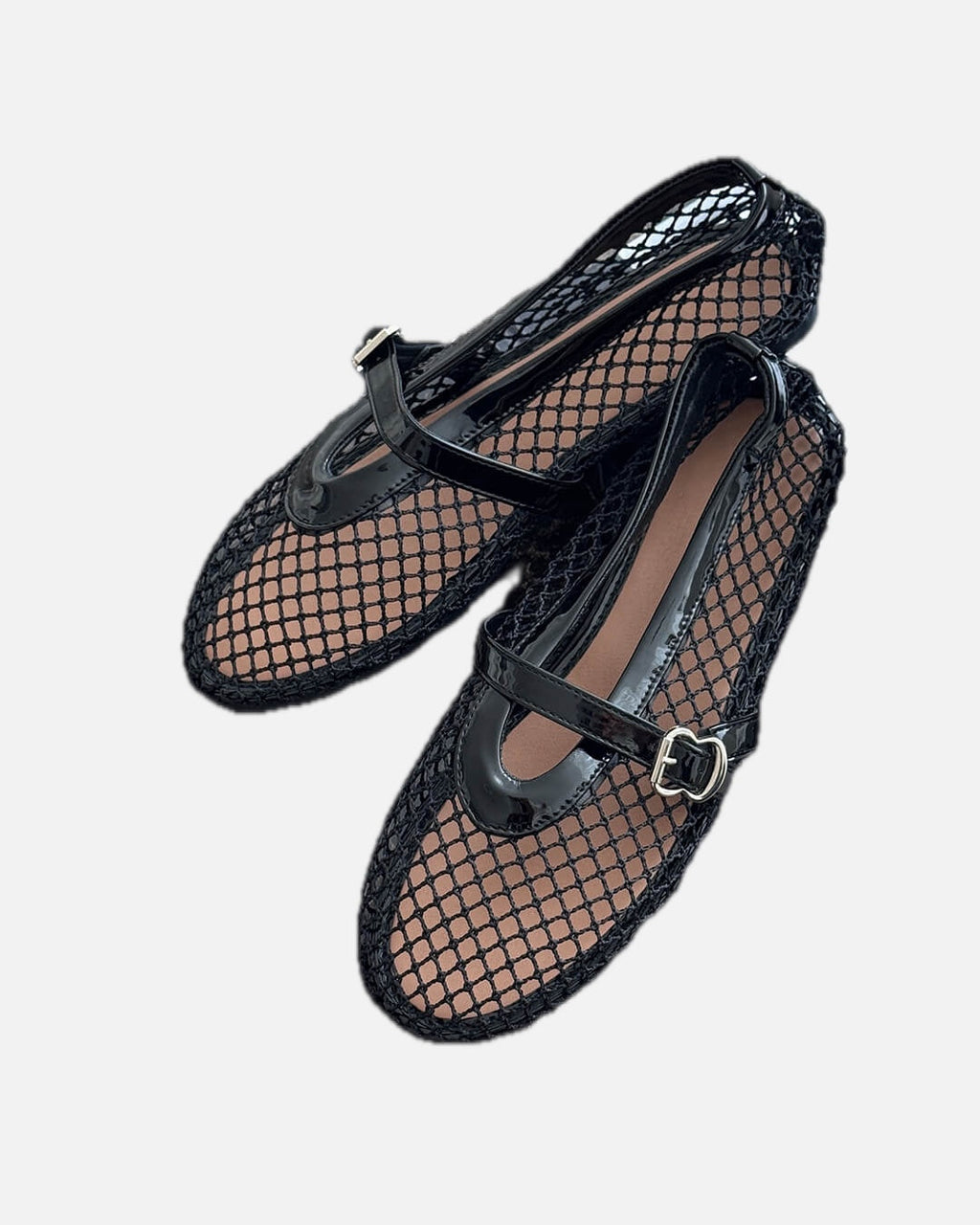 Women's Mesh Mary Jane Ballet Flats with Buckle Strap