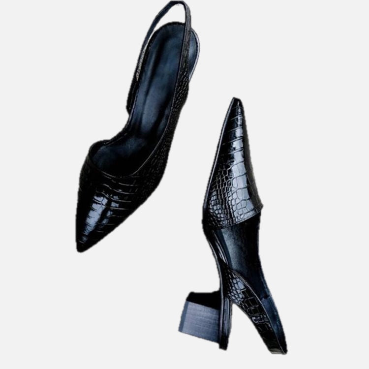 Women's Pointed Slingback Heels with Croc-Effect Finish