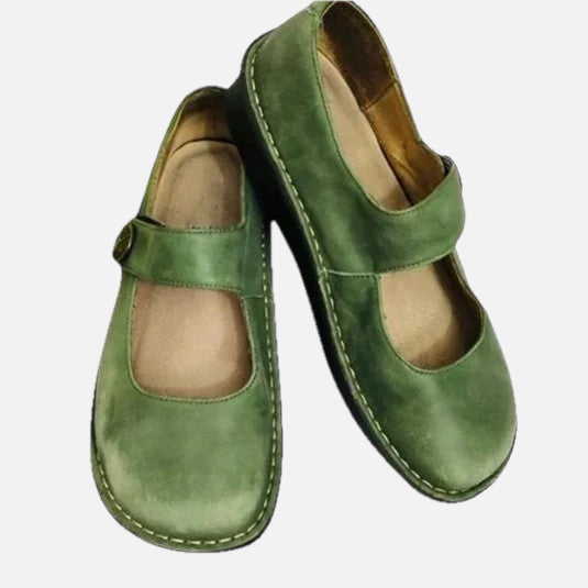 Women's Mary Jane Flats with Adjustable Strap and Round Toe