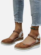 Women's Espadrille Wedge Sandals with Closed Toe and Ankle Strap