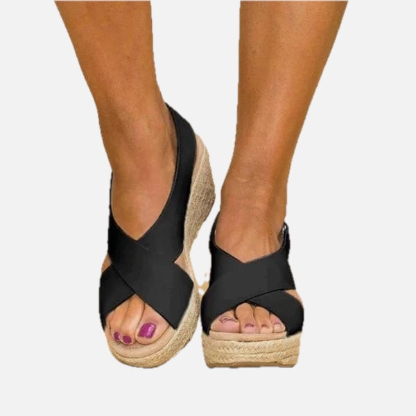 Women's Espadrille Wedge Sandals with Crossover Straps