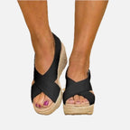 Women's Espadrille Wedge Sandals with Crossover Straps