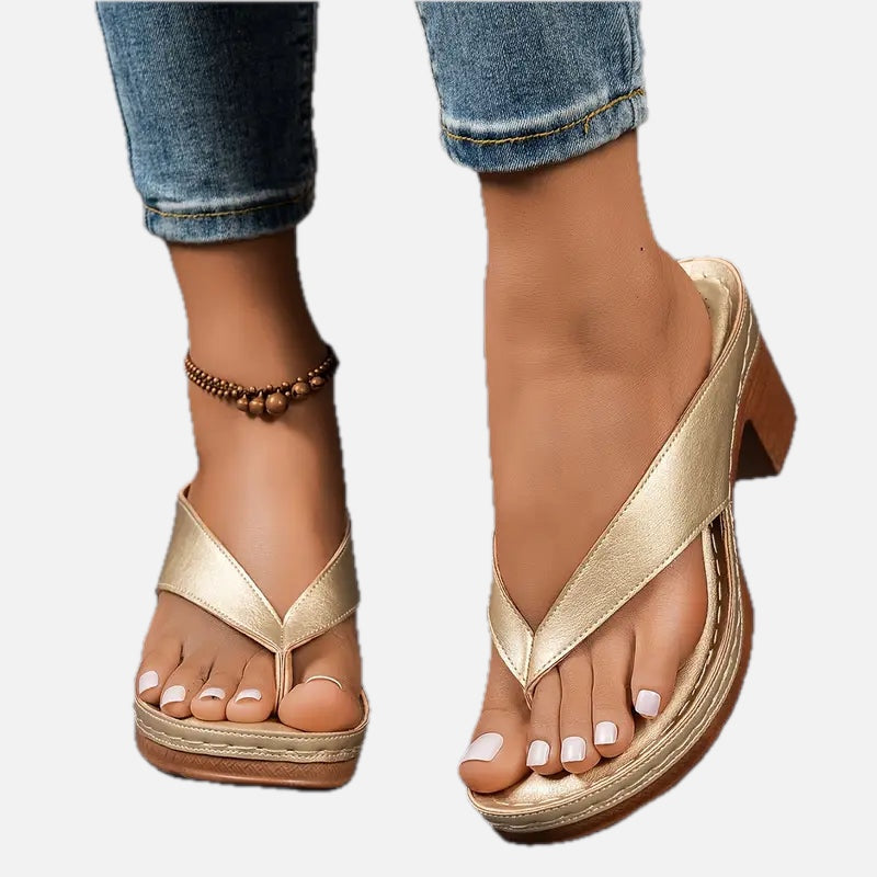 Women's Toe-Post Low Wedge Sandals