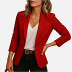 Women's Slim-Fit Blazer with Notch Lapels and Single-Button Closure