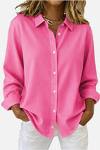 Women's Long-Sleeve Button-Up Shirt with Classic Collar