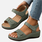 Women's Wedge Sandals with Adjustable Straps and Open Toe - 1