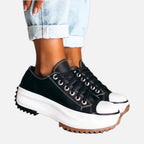 Women's Chunky Platform Sneakers Lace-Up with Contrast Stitching
