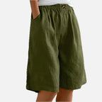Women's Wide-Leg Bermuda Shorts High-Waist with Pockets