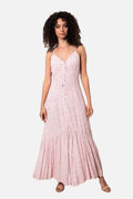Women's Maxi Dress Spaghetti Strap with V-Neck and Tiered Hem