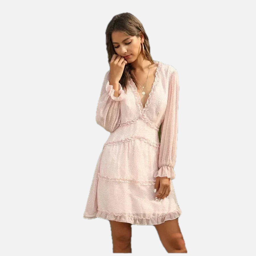 Women's Boho Dress with Open Back and V-Neck