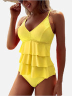 Women's Swimsuit V-Neck with Tiered Ruffles