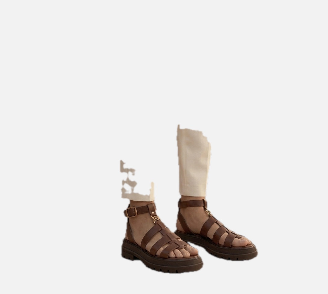 Women's Fisherman Sandals with Ankle Buckle Strap and Chunky Sole