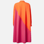 Women's Shirt Dress with Lapel Collar and Colour Block Design