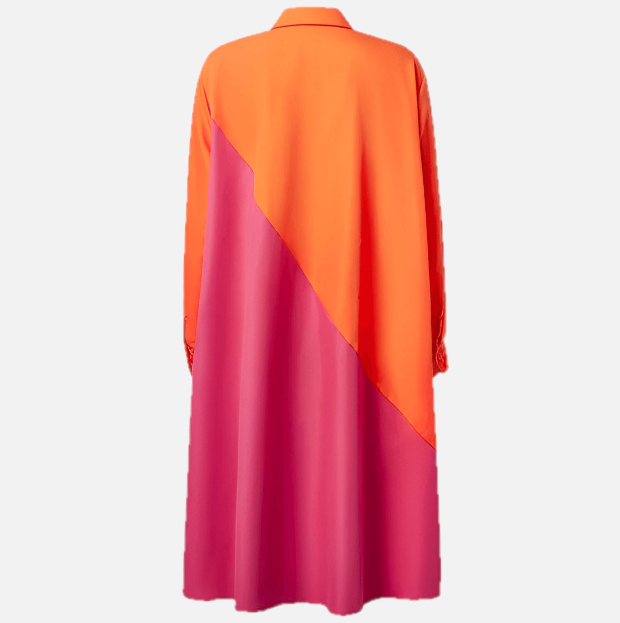 Women's Shirt Dress with Lapel Collar and Colour Block Design