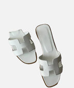 Women's Slip-On Sandals with H-Strap Cutout and Low Heel