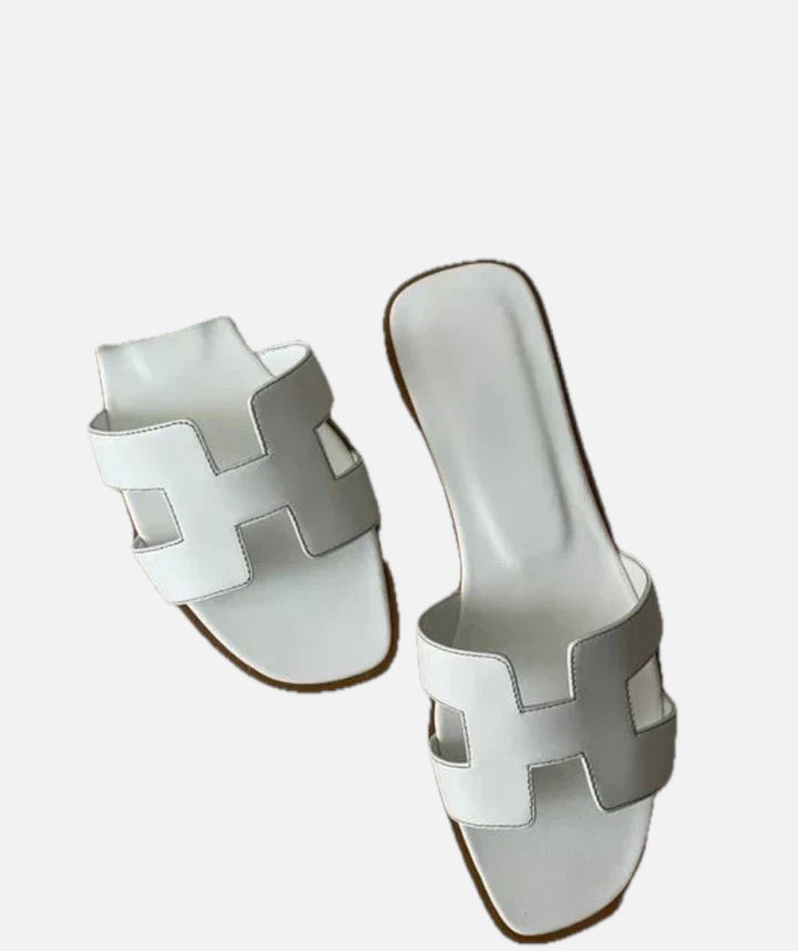 Women's Slip-On Sandals with H-Strap Cutout and Low Heel
