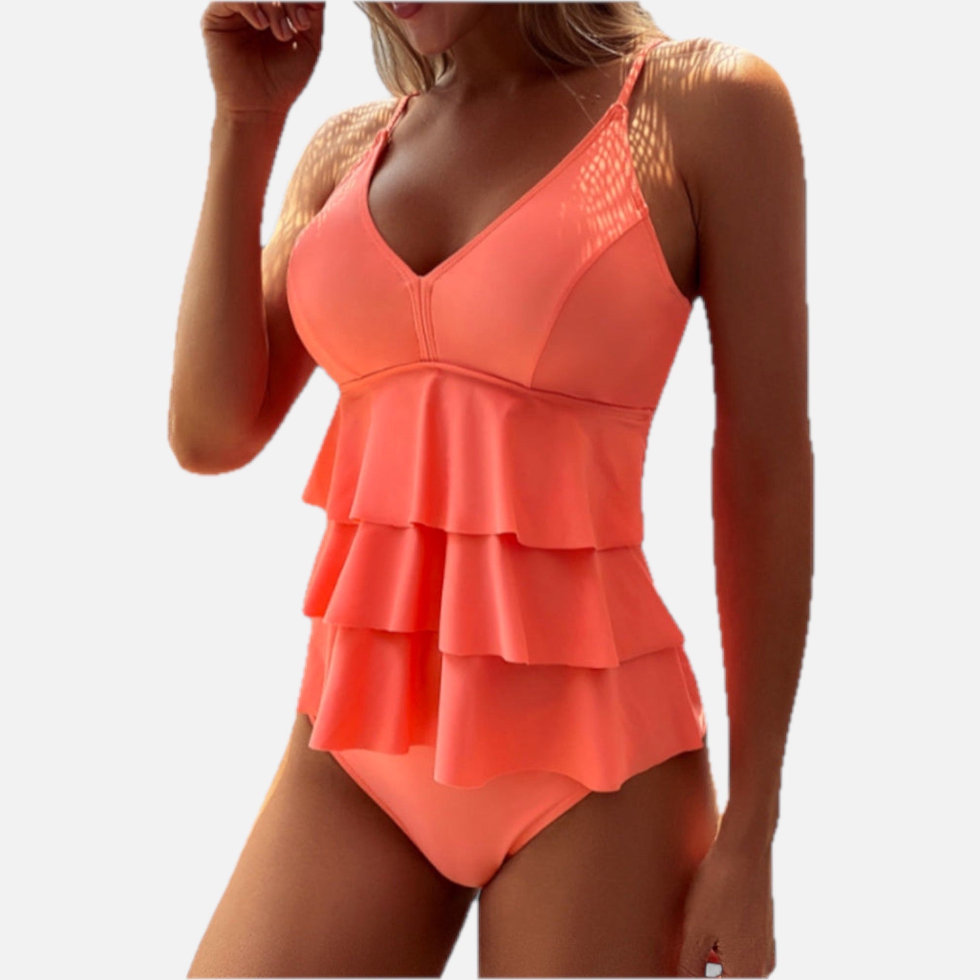 Women's Tankini Swimsuit V-Neck with Tiered Ruffles