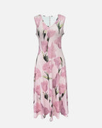 Women's Floral Maxi Dress Sleeveless with V-Neck and A-Line Silhouette
