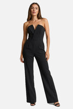 Women's Strapless Jumpsuit with Wide-Leg Trousers
