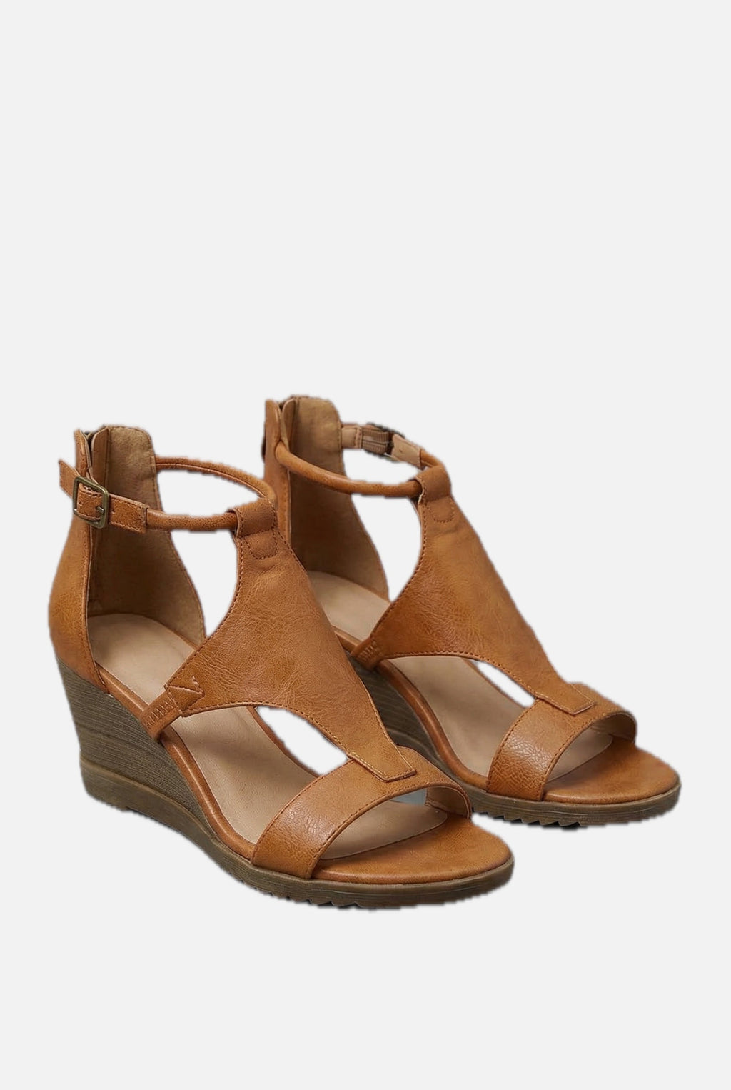 Women's Wedge Sandals with Adjustable Ankle Strap and Open Toe