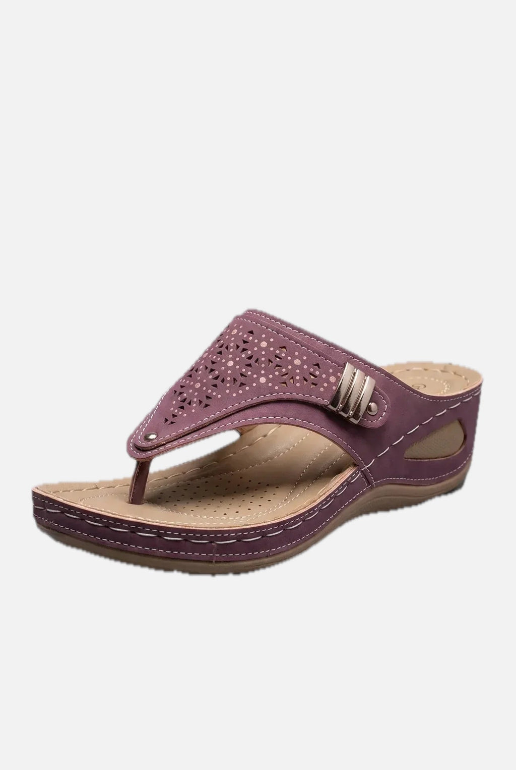 Women's Wide Fit Wedge Sandals with Toe Post Strap