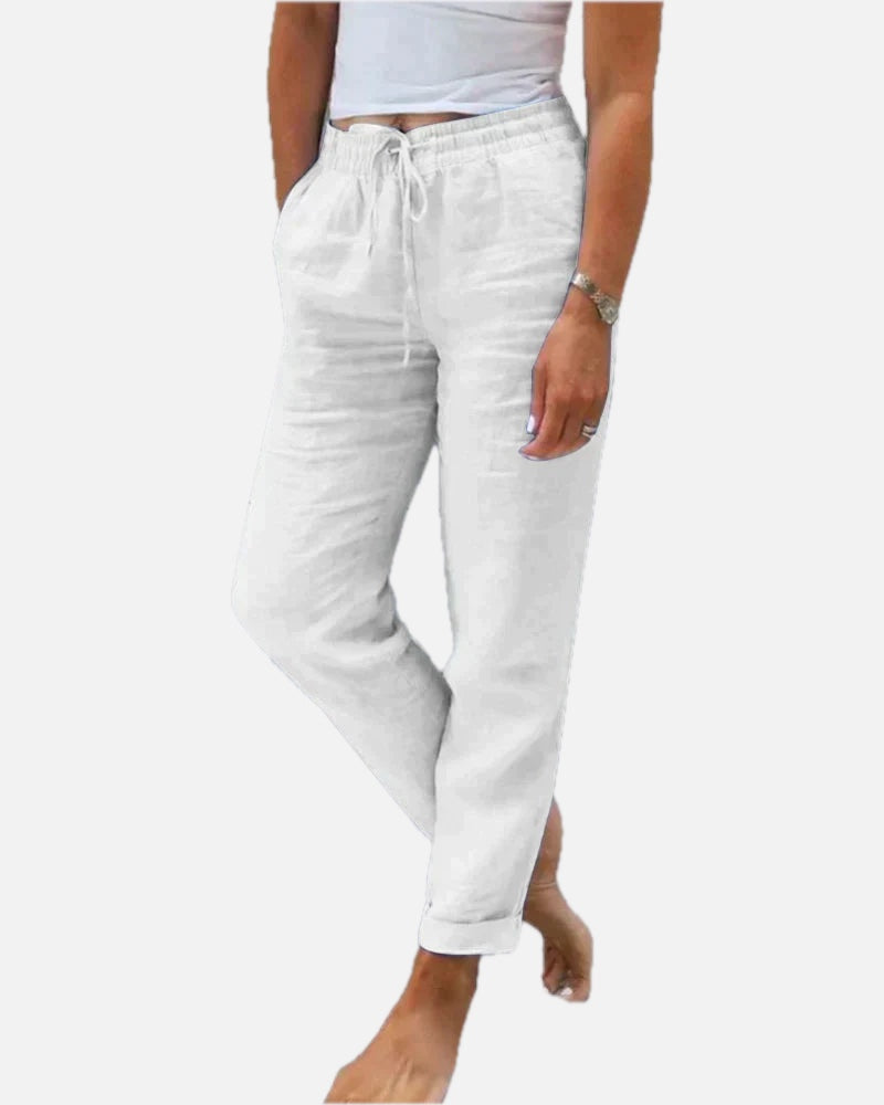 Women's Wide-Leg Trousers with Drawstring Waist and Relaxed Fit