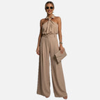 Women's Halterneck Jumpsuit with Wide-Leg Trousers