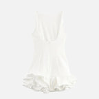 Women's Backless Mini Dress with Ruffle Hem and Sleeveless Cut - 1
