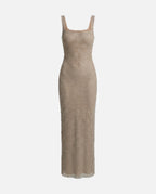 Women's Sleeveless Maxi Dress with Square Neck and A-line Silhouette