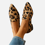 Women's Loafers with Leopard Print and Buckle Detail