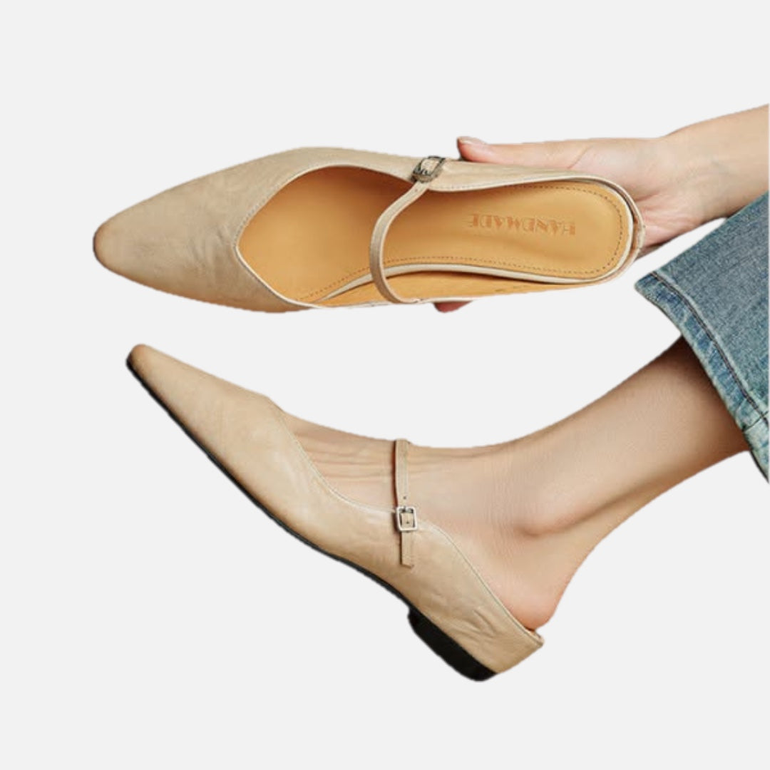 Women's Pointed Toe Mule Sandals with Ankle Strap