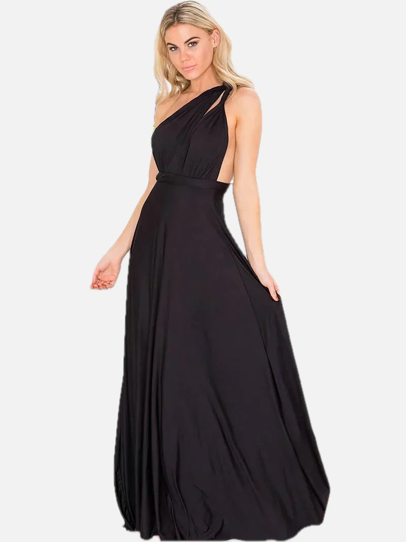 Women's Convertible Maxi Dress Multi-Way Wrap with A-Line Skirt