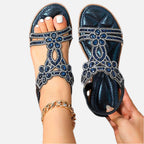 Women's Sandals with Adjustable Straps and Jewelled Embellishment - 1