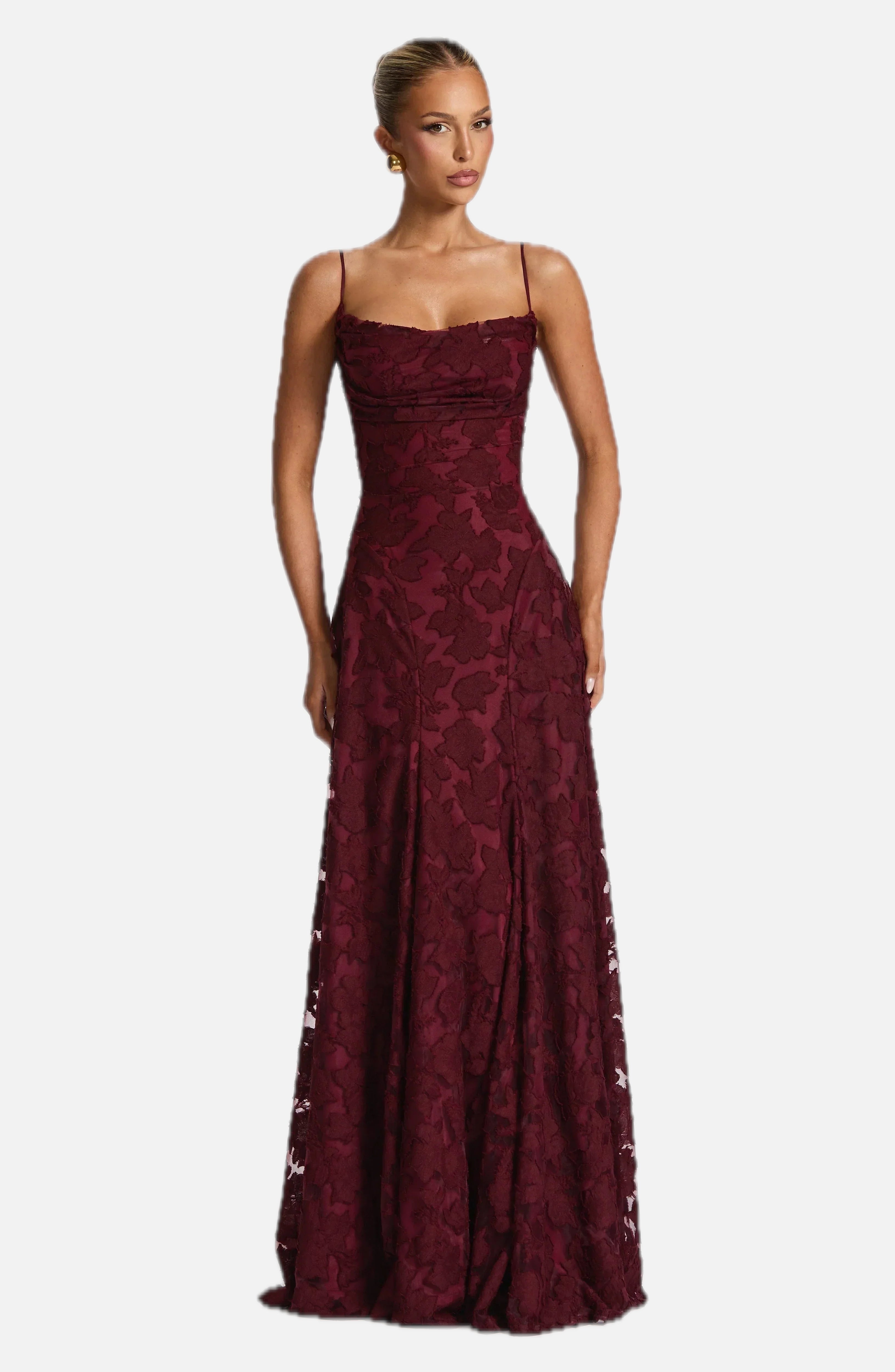 Women's Maxi Evening Gown Sleeveless with Cowl Neck and A-Line Silhouette
