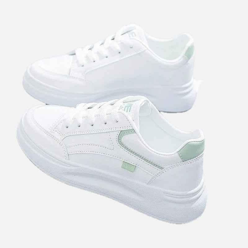 Women's Lace-Up Sneakers with Chunky Sole and Contrast Panel
