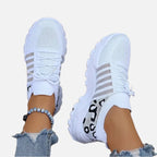 Women's Sneakers with Animal Print Panel and Lace-Up Front