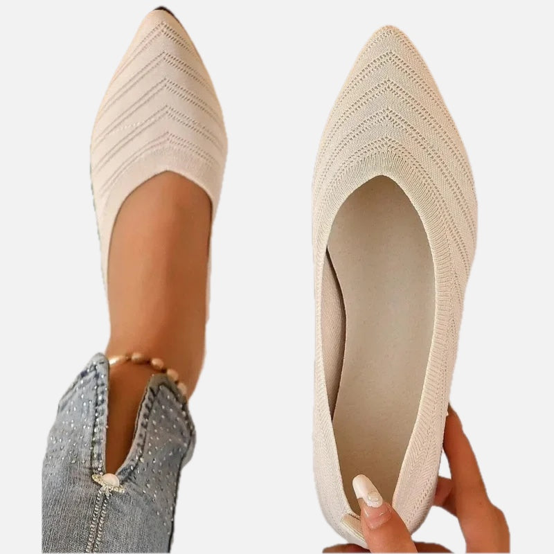 Women's Knit Ballet Flats with Pointed Toe