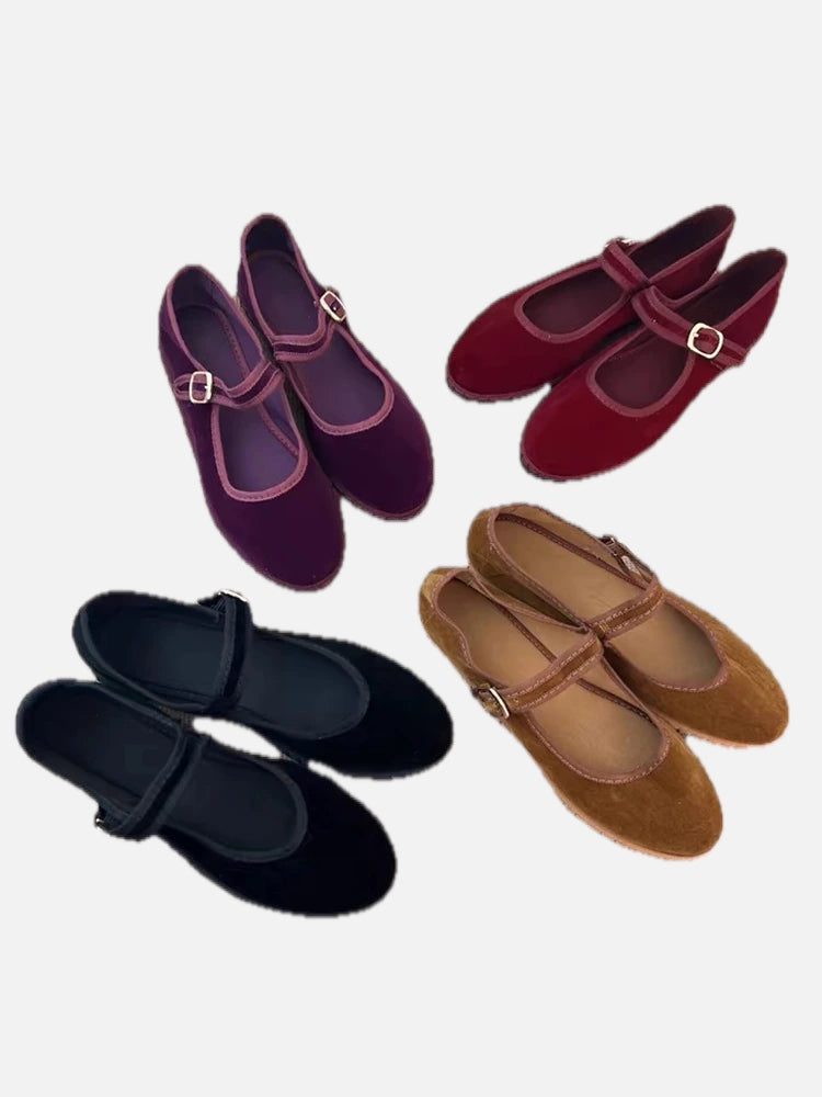 Women's Mary Jane Ballet Flats with Strap Detail