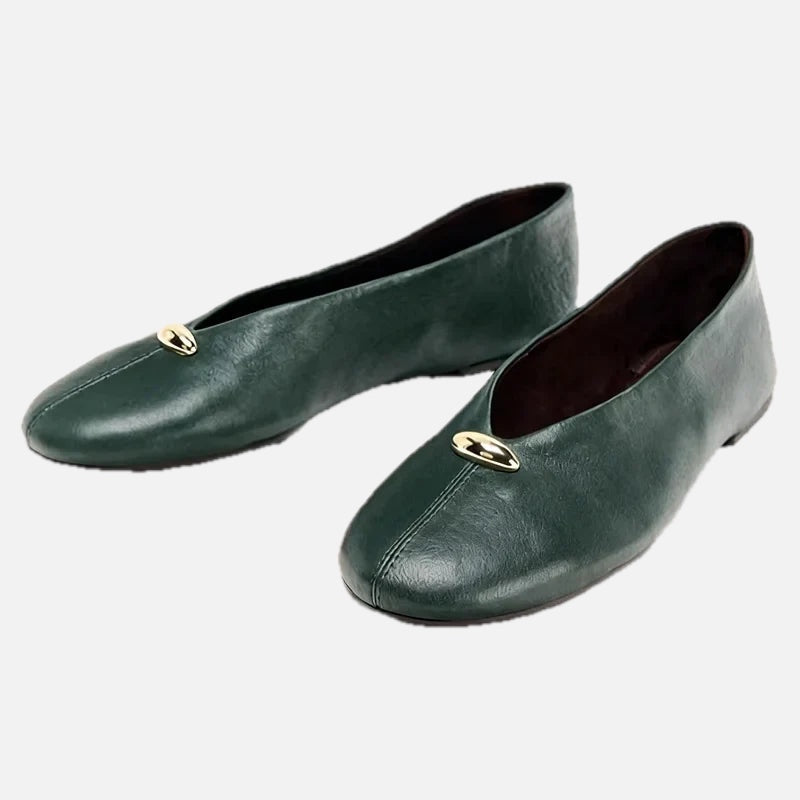 Women's Ballet Flats with Metal Buckle Detail