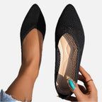 Women's Knit Ballet Flats with Pointed Toe and Stretch Upper