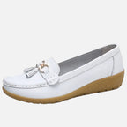 Women's Slip-On Loafers with Tassel Trim and Wedge Sole