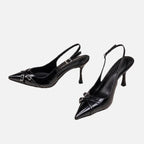 Women's Pointed Toe Slingback Court Shoes with Buckle Strap Heel - 1