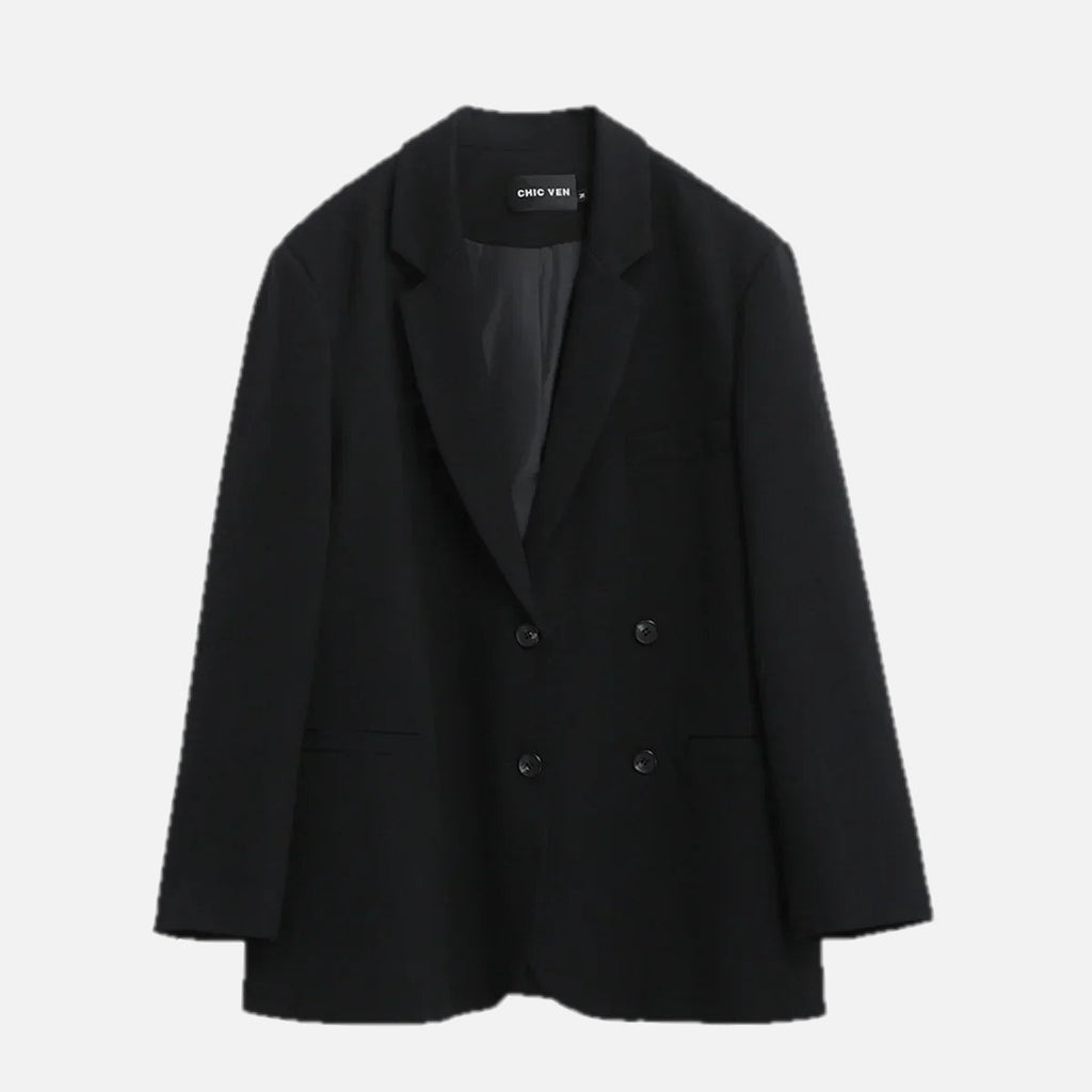 Women's Tailored Blazer Double Breasted with Notched Lapel