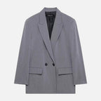 Women's Structured Blazer with Notched Lapel and Double Button