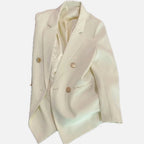 Women's Blazer Double-Breasted with Notched Lapel and Structured Fit