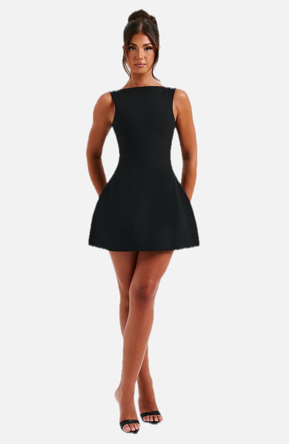 Women's Sleeveless Structured Mini Dress with Fit and Flare Silhouette - 1